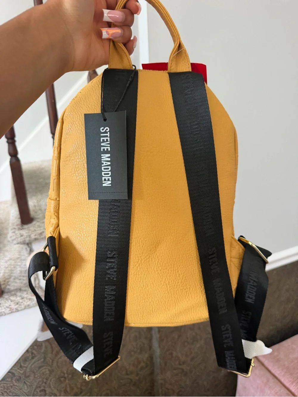 Steve Madden Yellow Embossed Mini Backpack